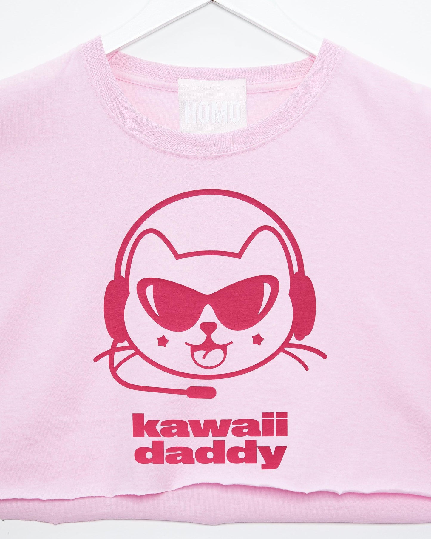 Kawaii daddy, fuchsia/pink - mens crop top - HOMOLONDON