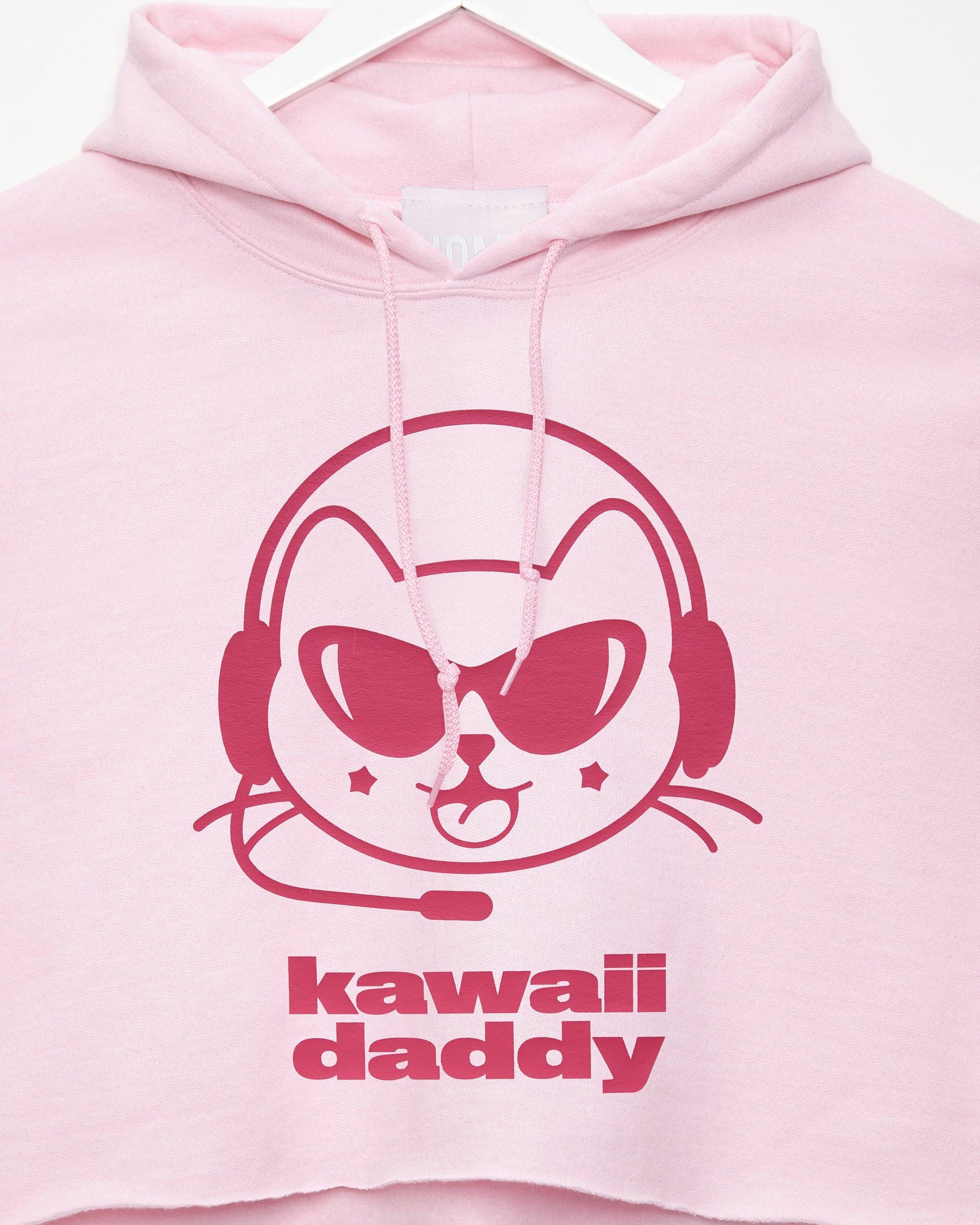 Kawaii daddy, fuchsia/pink - mens hooded crop top - HOMOLONDON