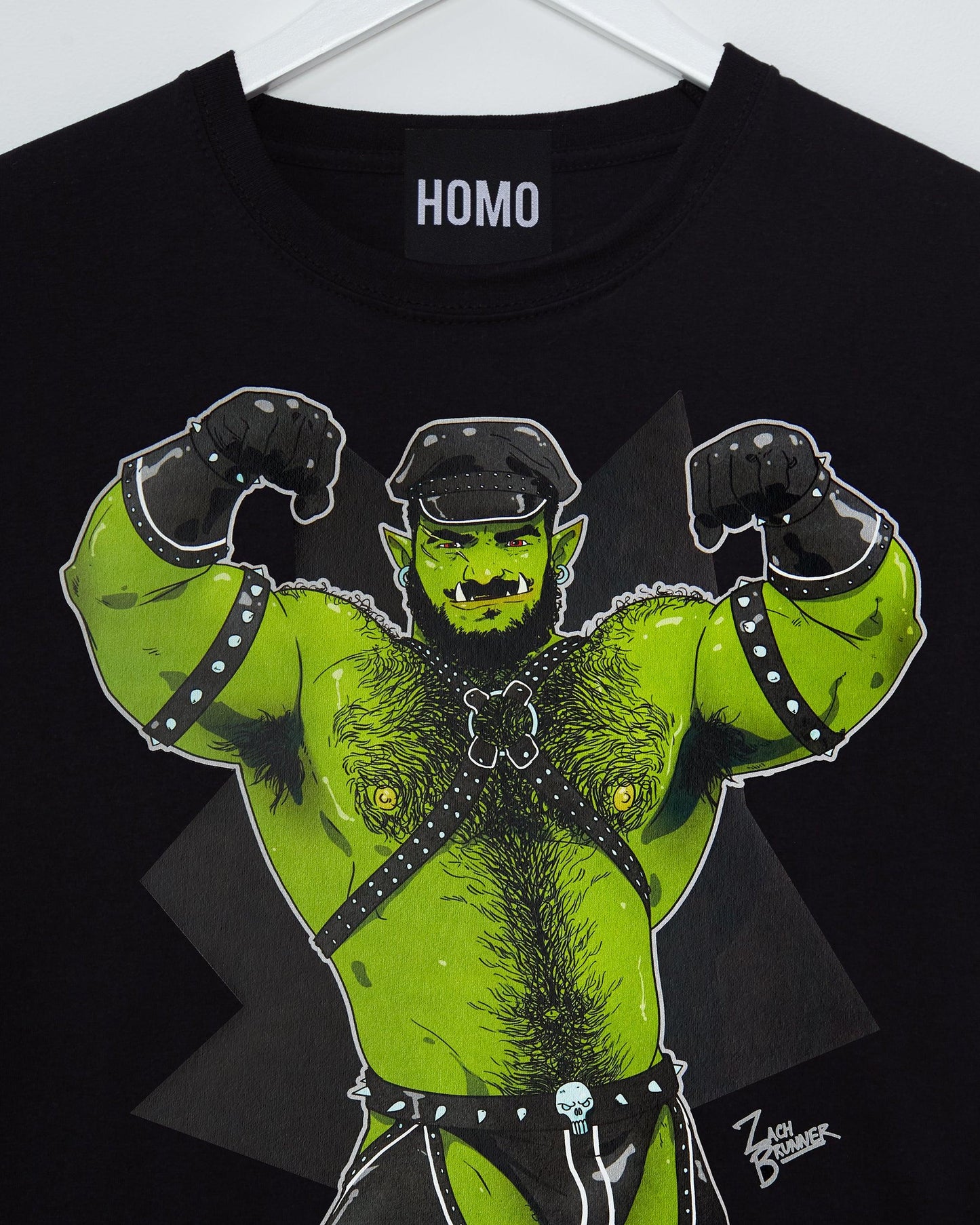 Leather daddy orc Rex loves to flex - tee - HOMOLONDON