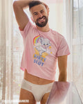 Dirty little slut on pink - mens cropped tee / crop top - HOMOLONDON