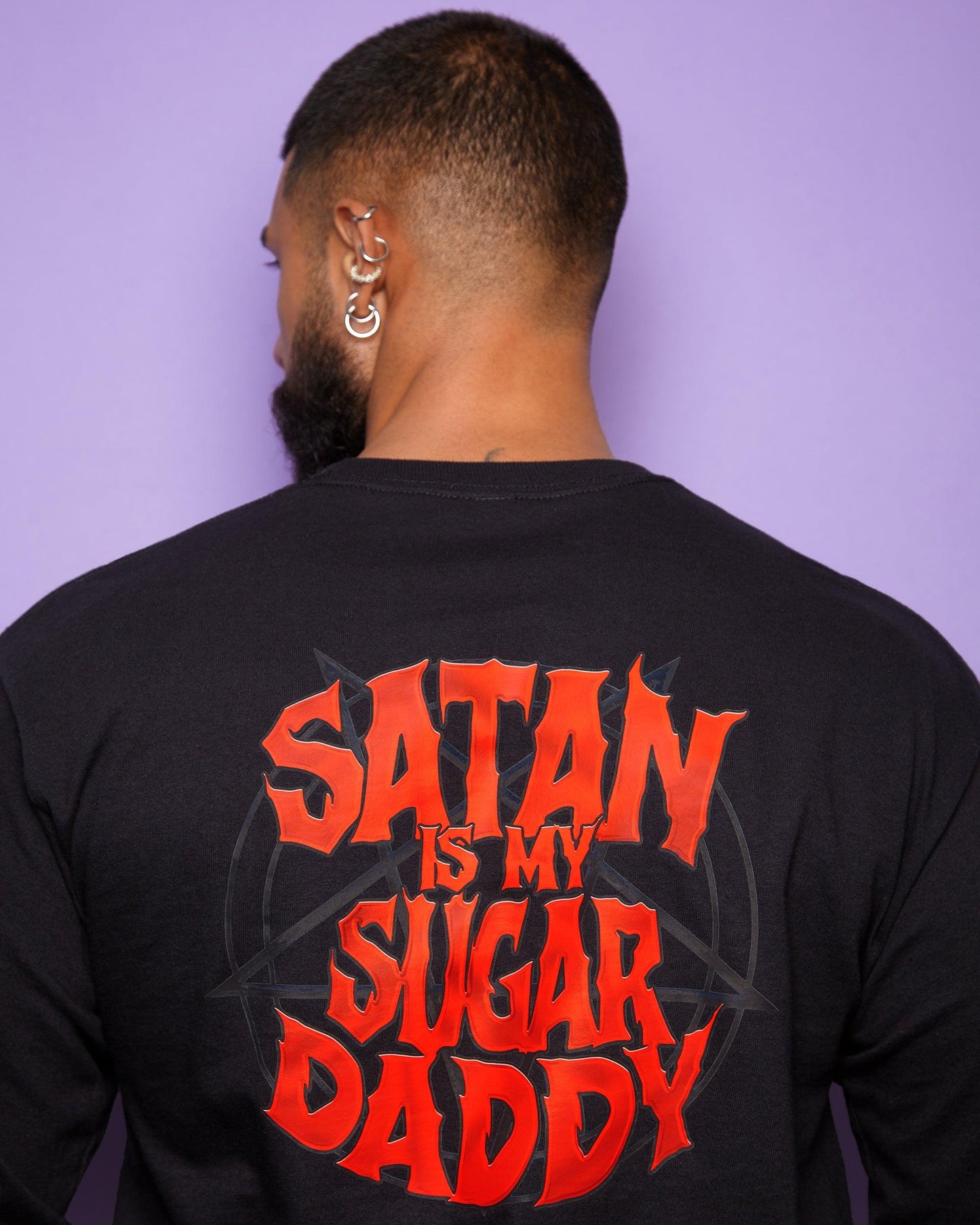 Satan is my sugar daddy on black long sleeve tee