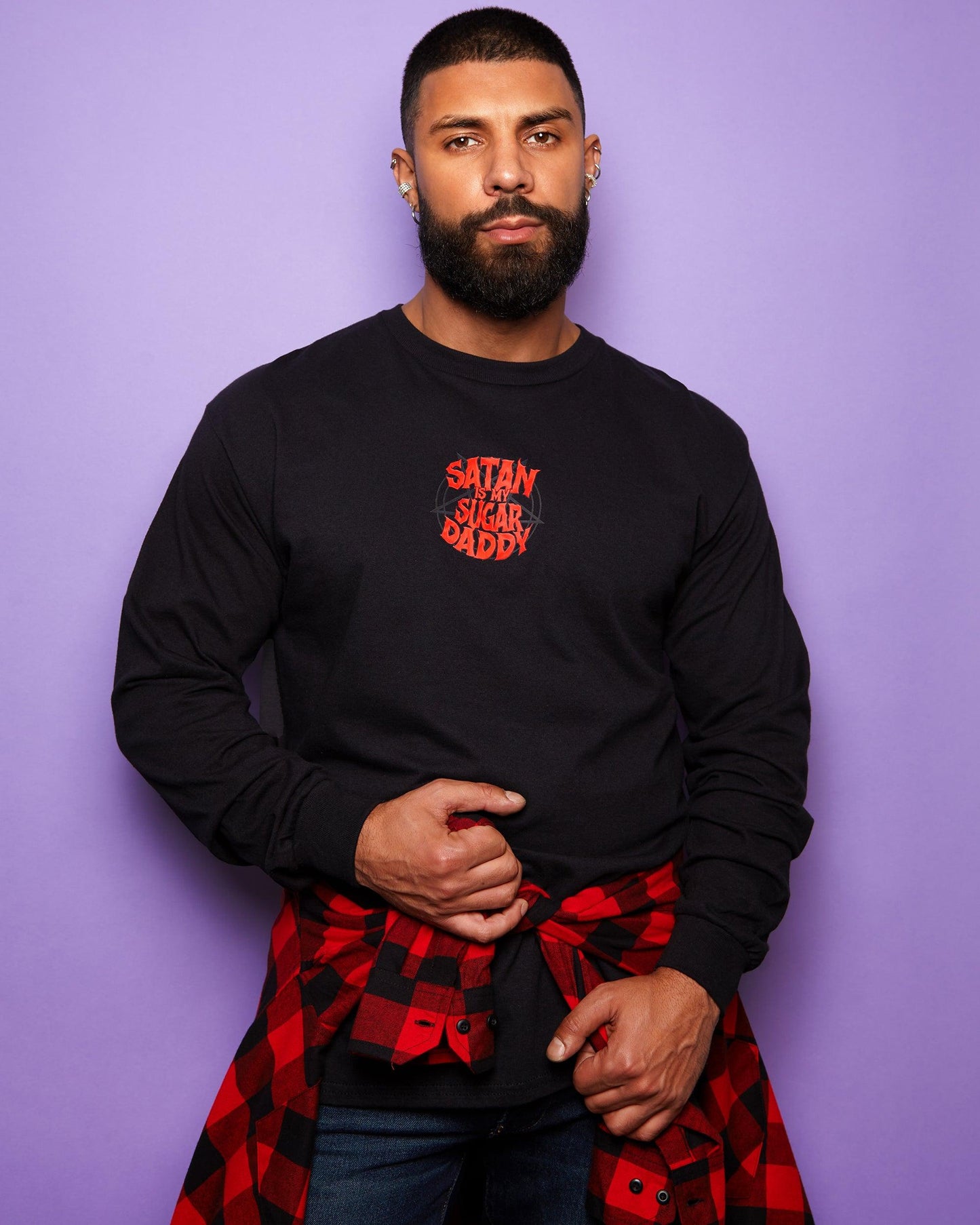 Satan is my sugar daddy on black long sleeve tee