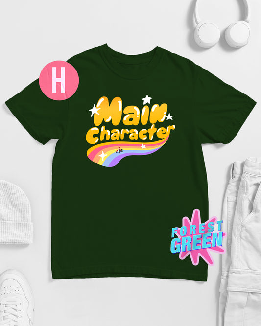 Gaymer retro video game inspired MAIN CHARACTER  Slogan, on green - tee