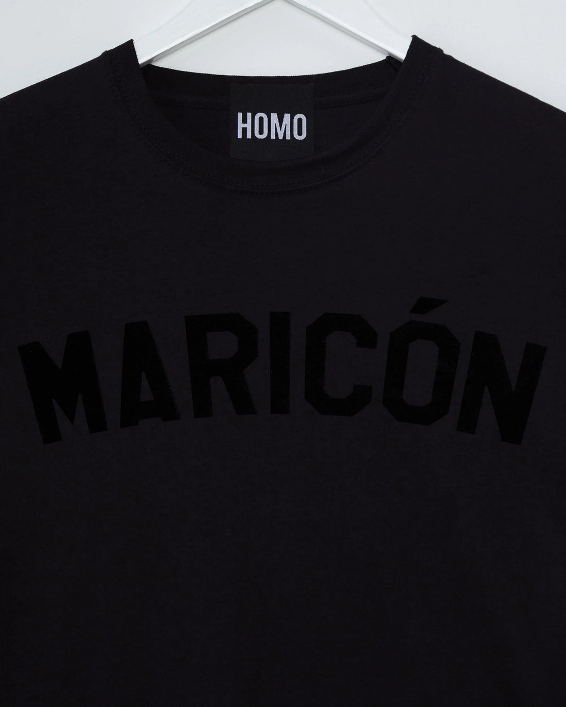 Black flock Maricón - black cropped tee / crop top - HOMOLONDON