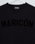 Black flock Maricón - black cropped tee / crop top - HOMOLONDON