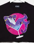 Marco the cocktail cat! on black - mens sleeveless crop top - HOMOLONDON