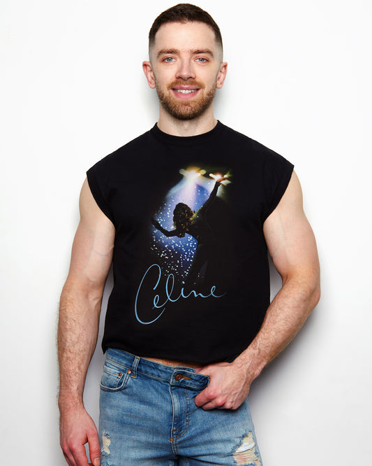 Official Celine Dion "Spotlight' low cut cropped T-Shirt - black