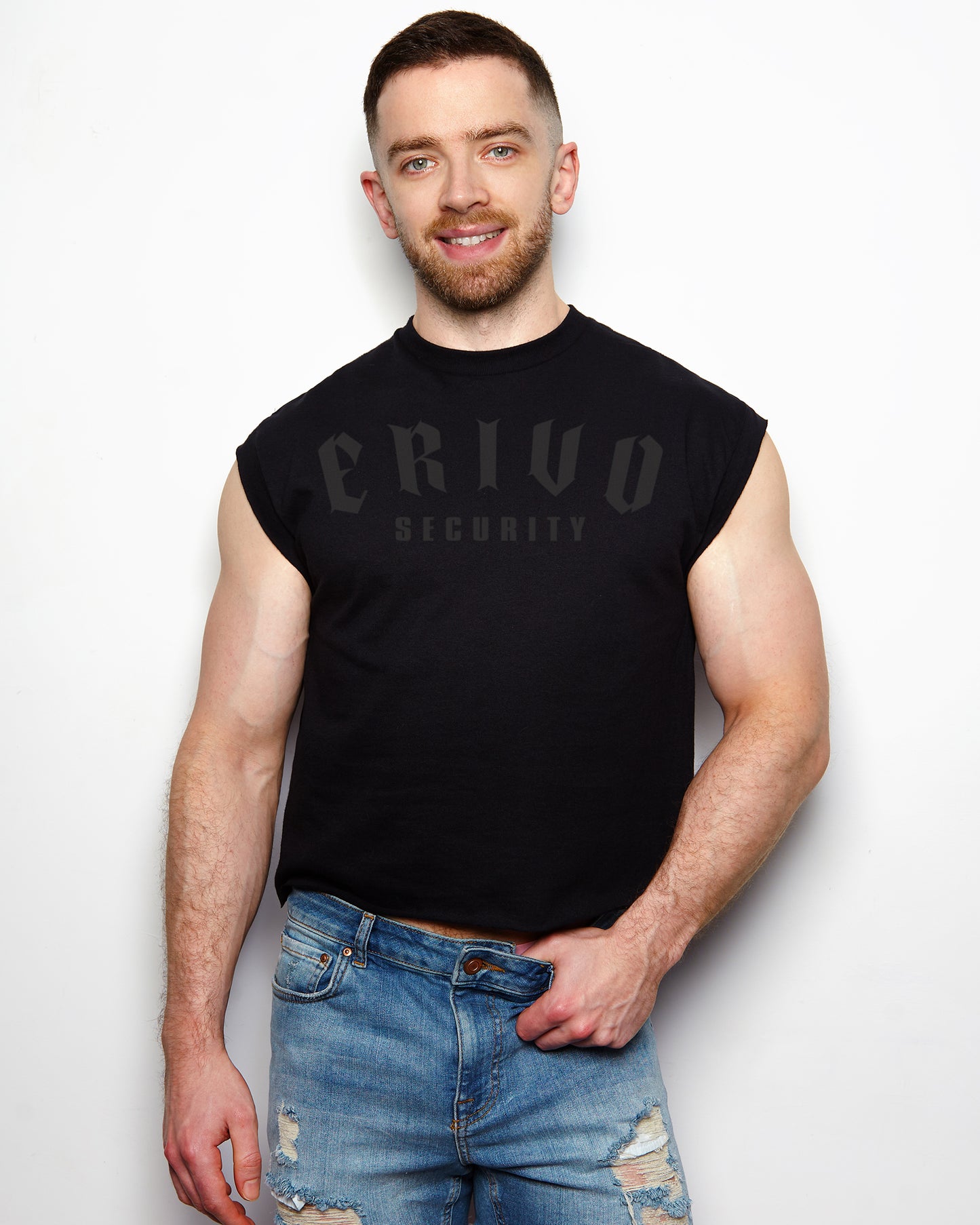 Security, grey on black - cropped tee