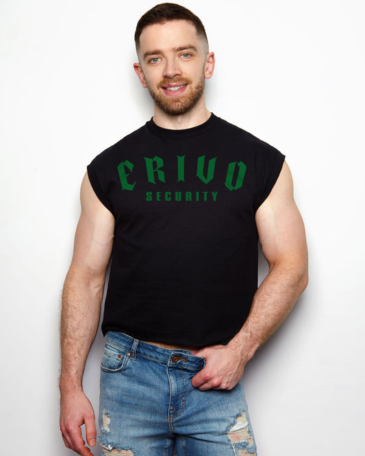 Security,  green on black - cropped tee