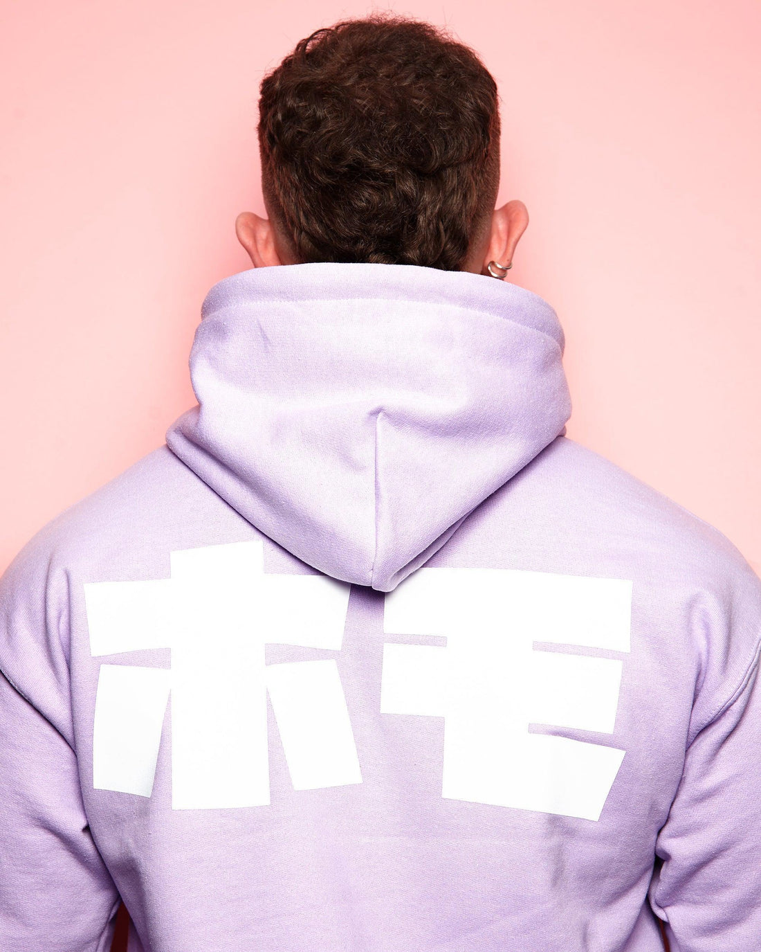 HOMO In Japanese, white on light purple - pullover hoodie. - HOMOLONDON