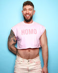 HOMO flock print pink - crop top - HOMOLONDON
