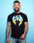 Flexing wolf wrestler Magnus - black tshirt - HOMOLONDON