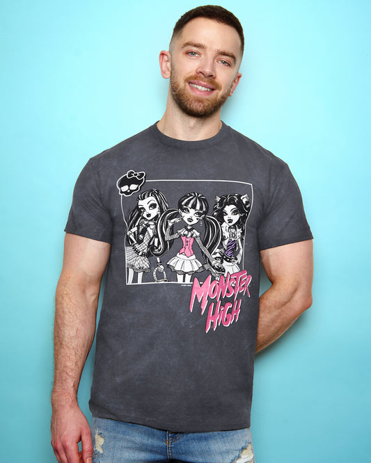 Official Monster high t-shirt - distressed look grey (front and back print