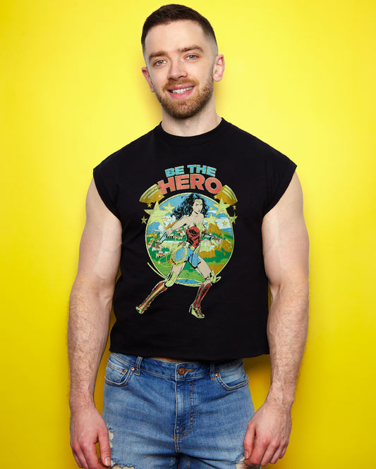 Official DC Comics: Wonder Woman Be The Hero on low cut cropped tee