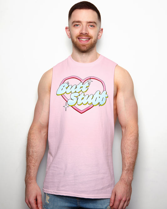Butt Stuff on light pink sideless tshirt