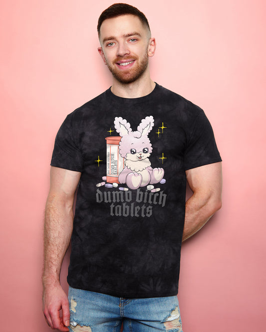 Dumb b!tch tablets on black tie dye - tshirt