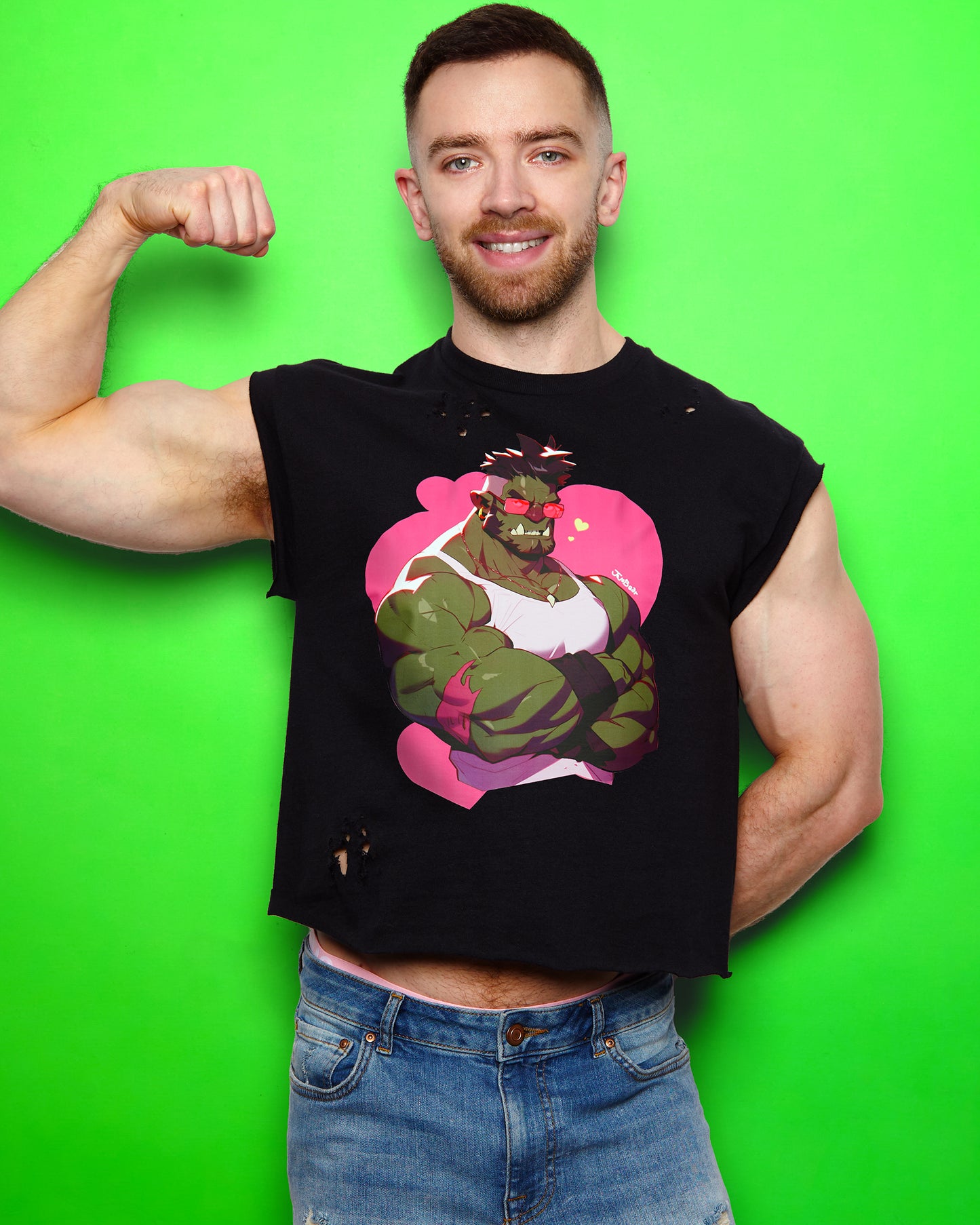 Jojo Bear: Borlo the orc on distressed - low cut crop top
