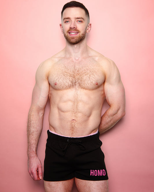 HOMO, Black and Pink flock - Retro shorts