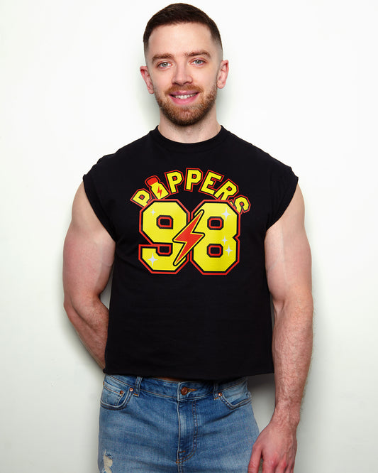 P*ppers 98 sports jersey style on black low cut cropped tee