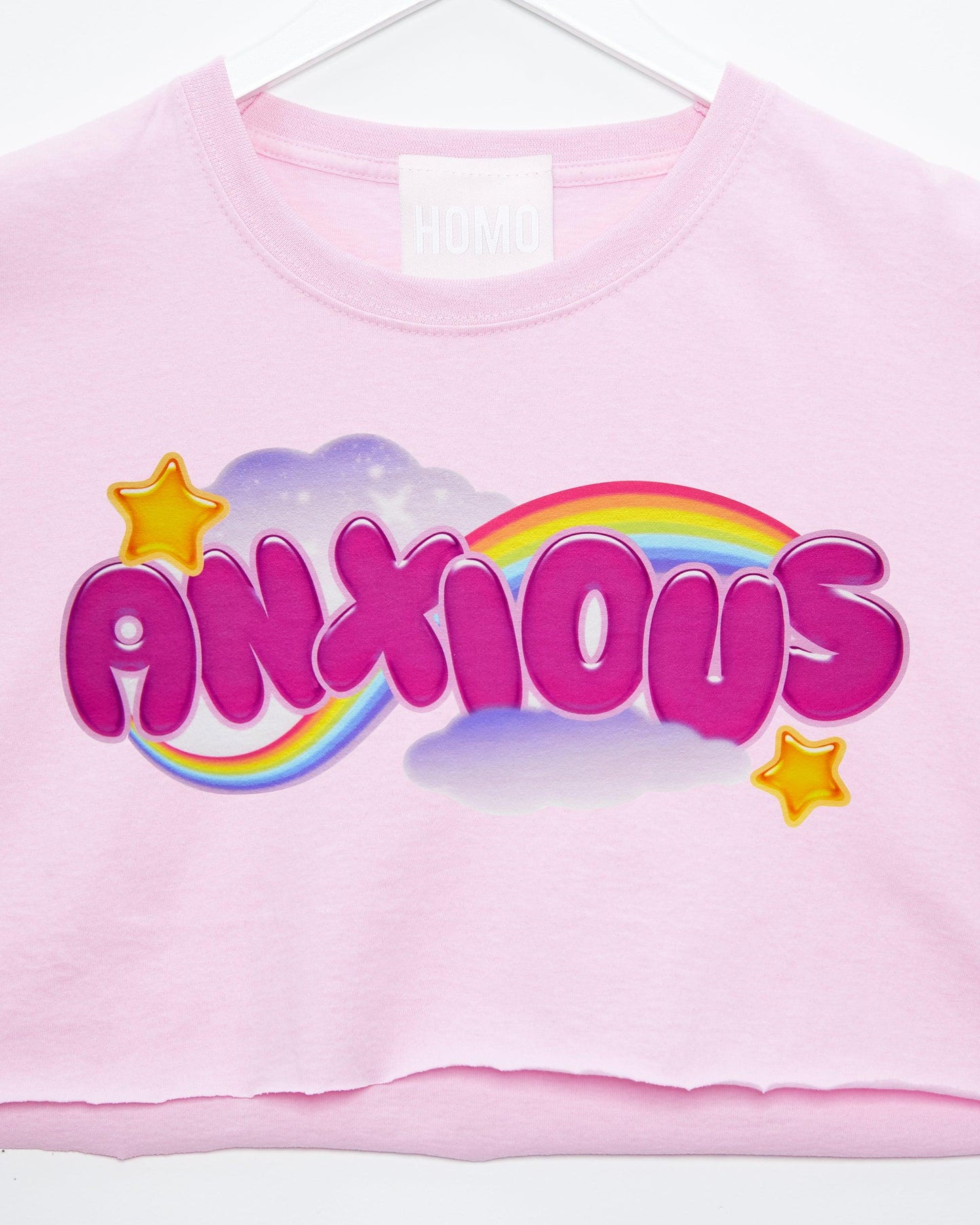 Anxious but cute, pink - mens sleeveless crop top. - HOMOLONDON