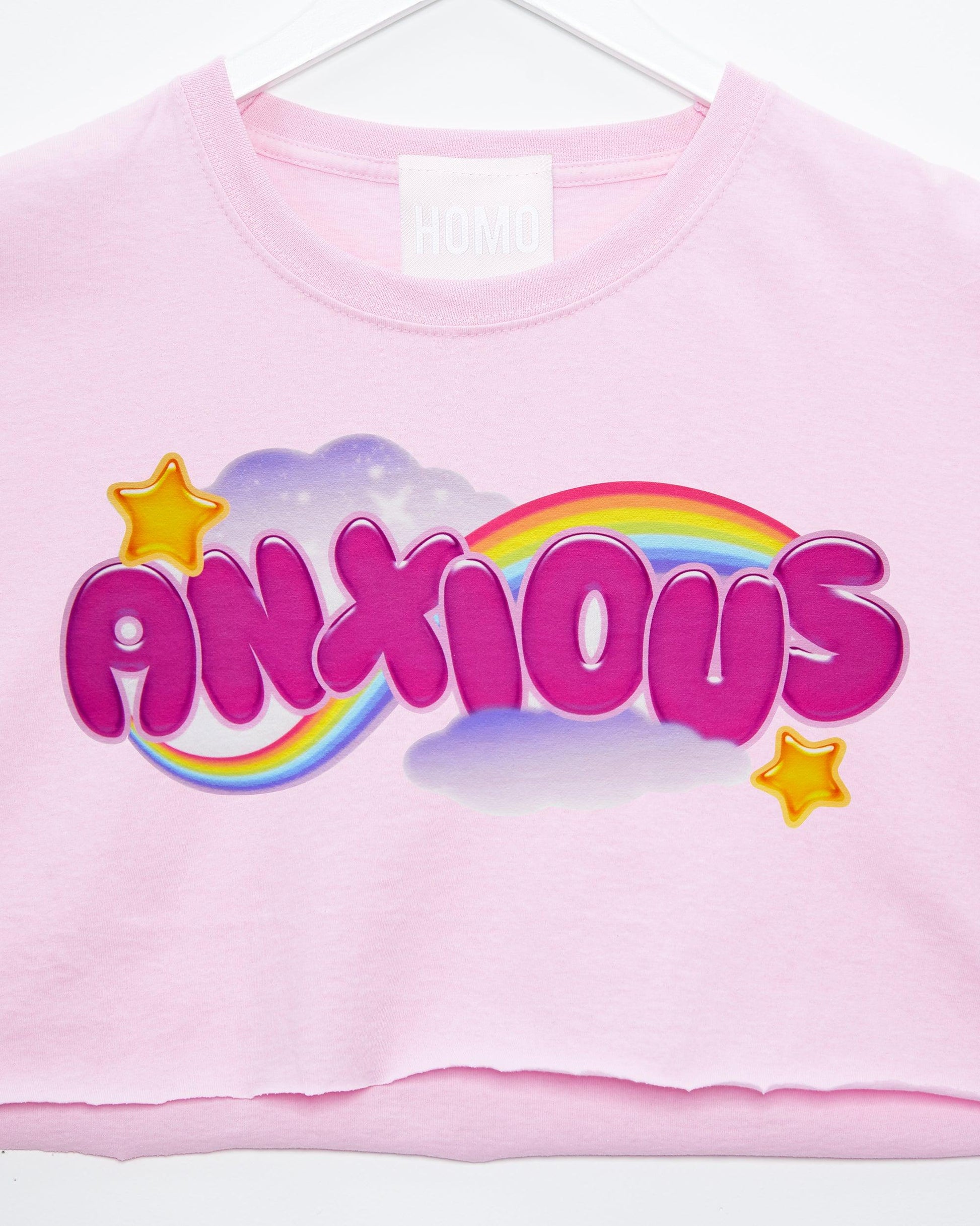 Anxious but cute, pink - mens sleeveless crop top. - HOMOLONDON