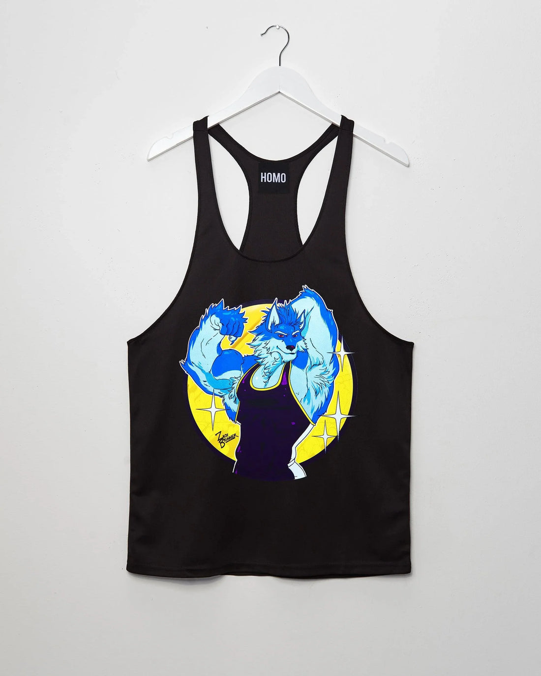 Flexing wolf wrestler Magnus - tank - HOMOLONDON