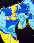 Flexing wolf wrestler Magnus - black tshirt - HOMOLONDON