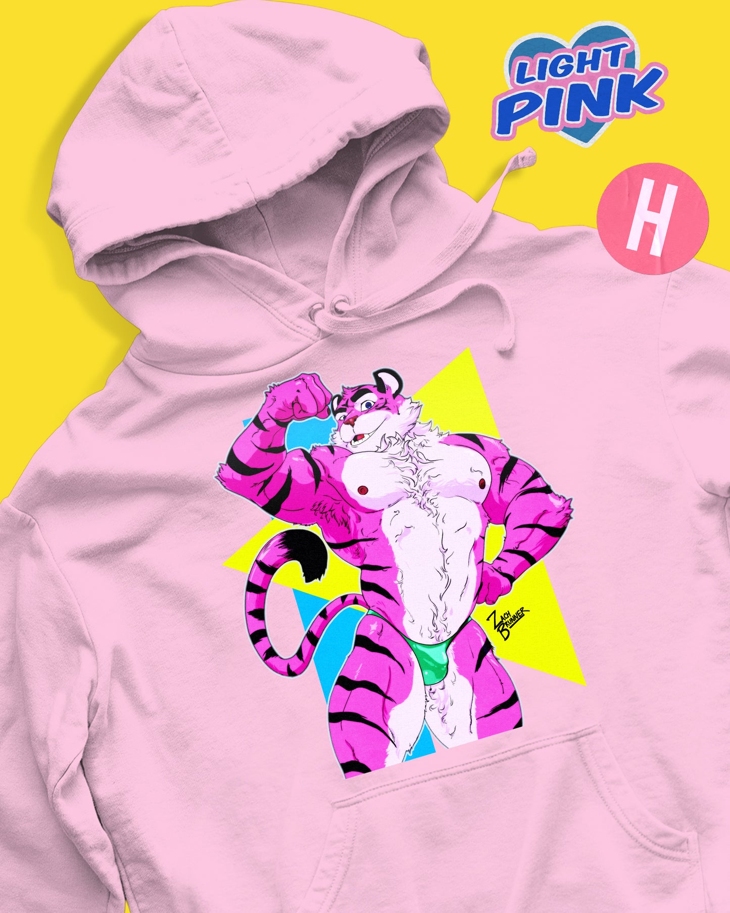 90's pink tiger furry soft style hoodie - light pink