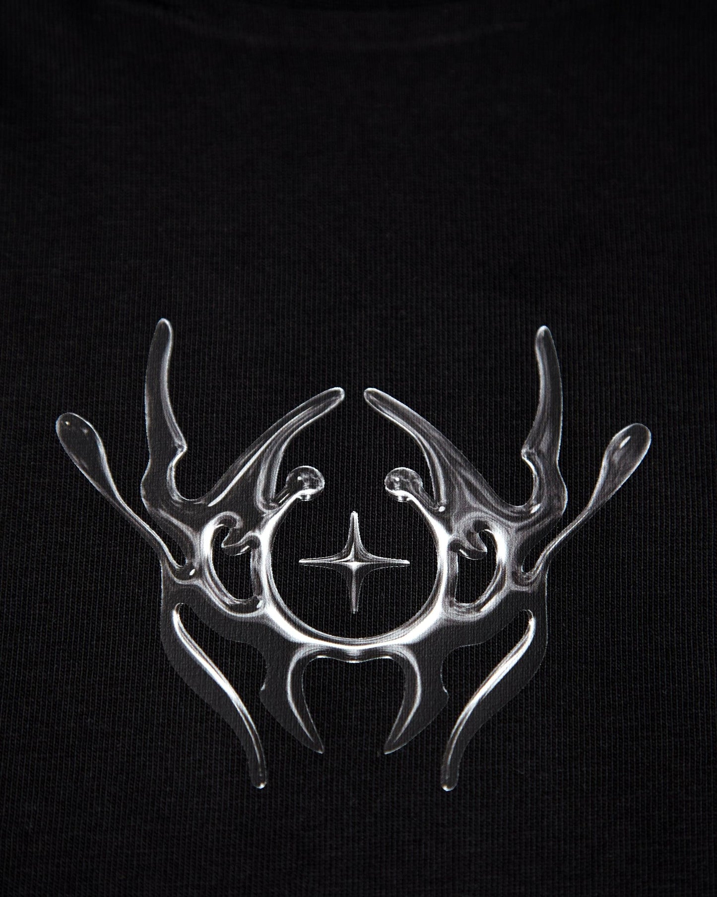 NXS001: Gunmetal style print on black heavy weight oversized tee.