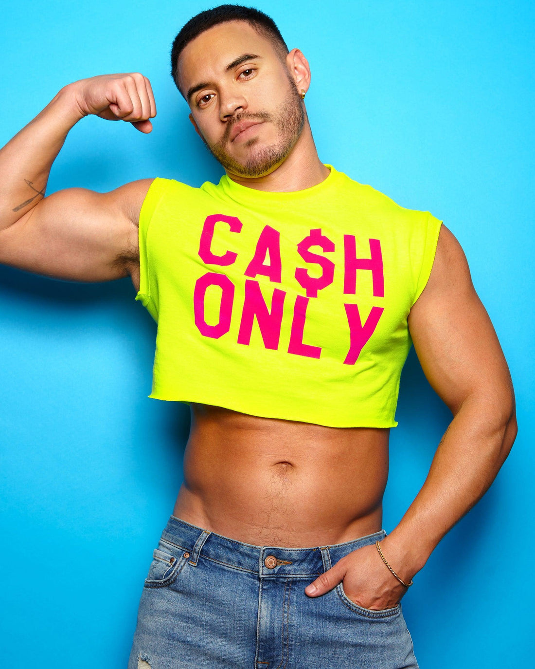 Fluorescent pink flock cash only - Fluorescent yellow crop top - HOMOLONDON