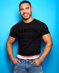 Black flock Maricón - black cropped tee / crop top - HOMOLONDON