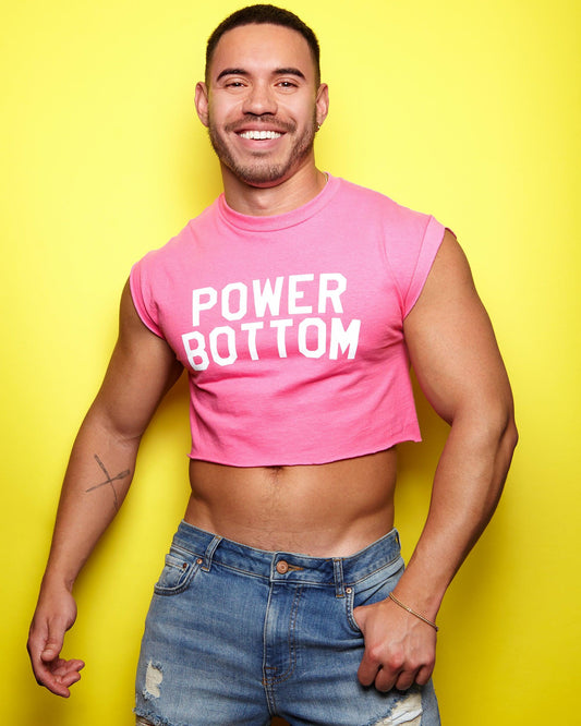 White flock power bottom - candy pink crop top - HOMOLONDON