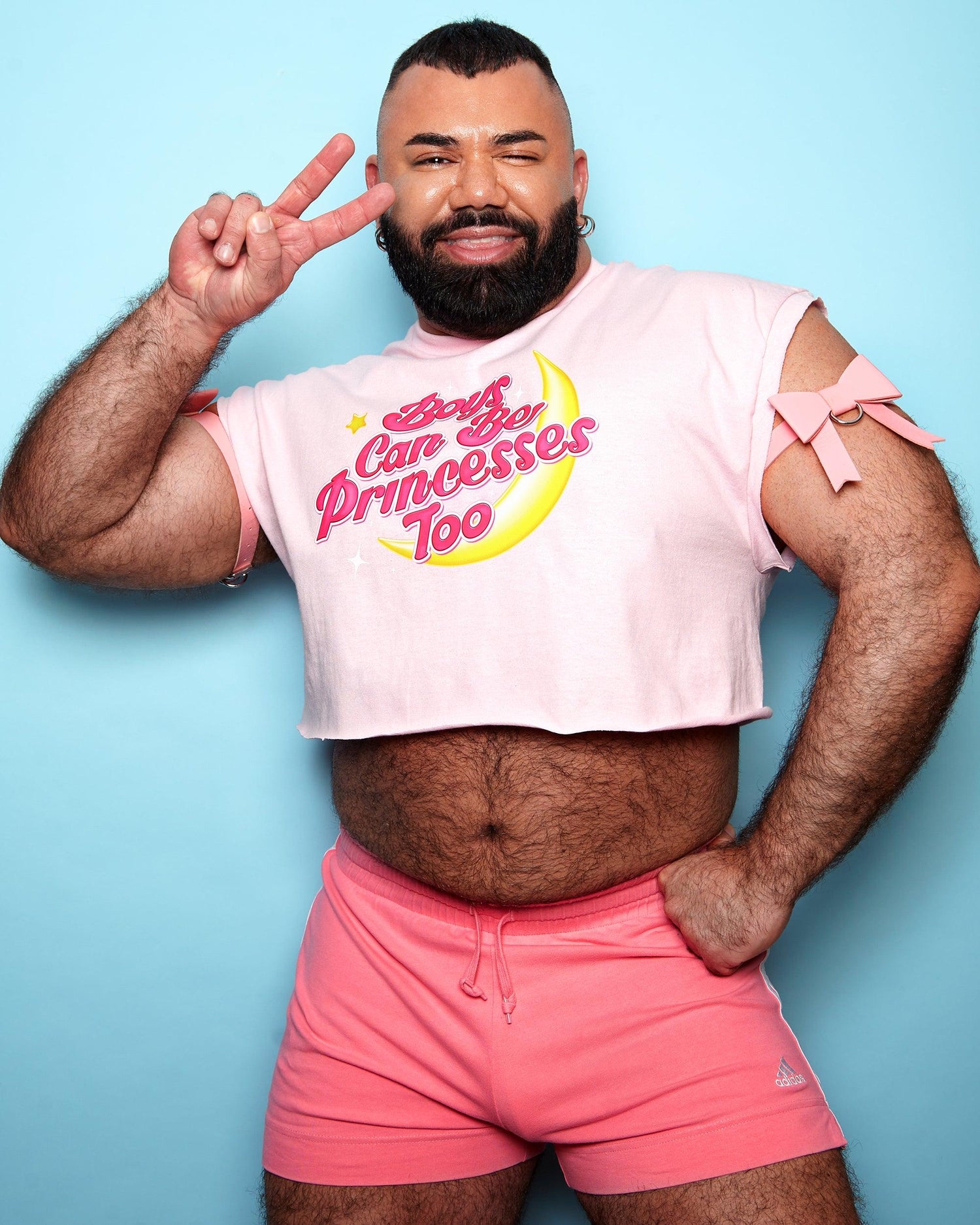 Break Stereotypes: Boys can be princesses too on pink - mens sleeveless crop top. - HOMOLONDON