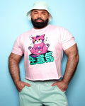 Tofu the sassy cat on pink - mens cropped tee / crop top - HOMOLONDON