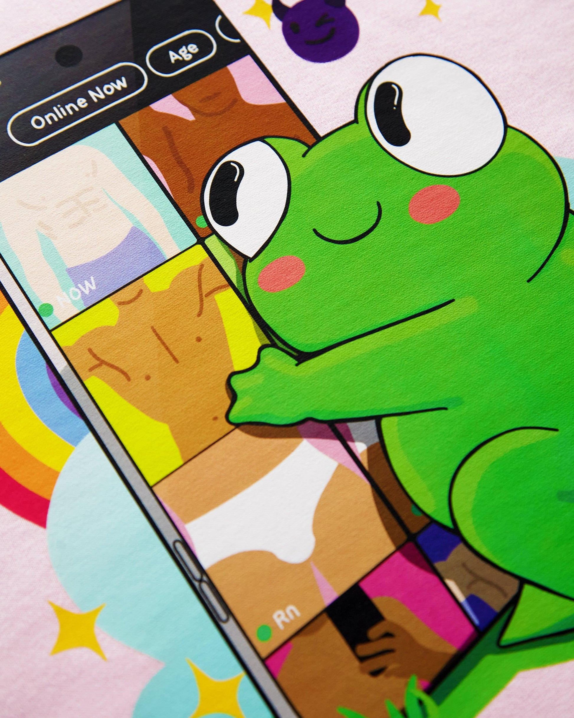 Introducing Pongy: Your Playful Dating App Addict on pink, mens crop top - HOMOLONDON