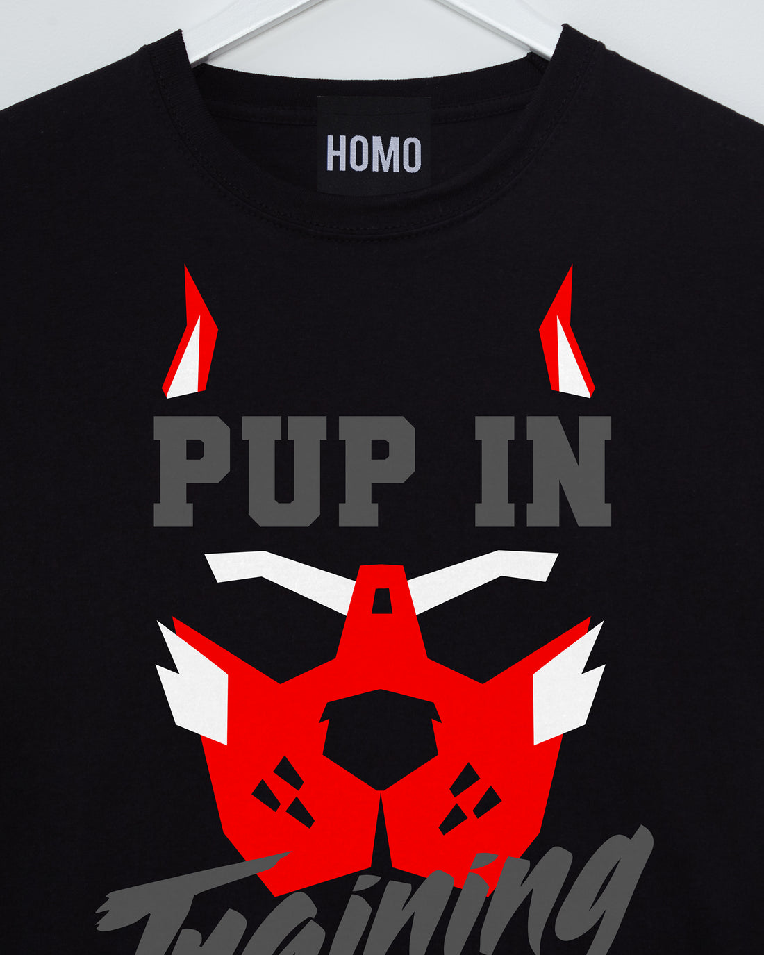 PUP Collection: Pup in training, low cut cropped tee - red/black