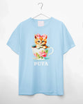 Puta teacup kitten - light blue tshirt - HOMOLONDON