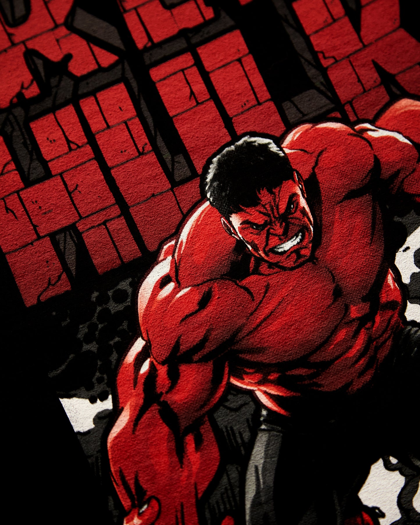 Official Marvel Comics, Red Hulk Comic low cut cropped t-shirt- black