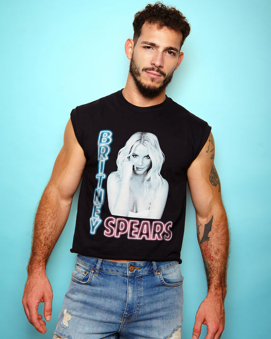 Official Britney Spears: Neon Light Britney Jean,  low cut cropped tee - Black