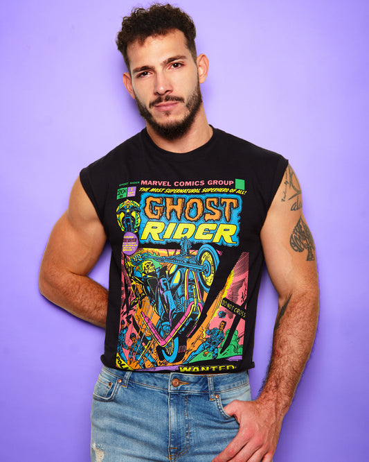 Official Marvel Comics,Ghost Rider Dead Or Alive on black Unisex loc cut cropped tee