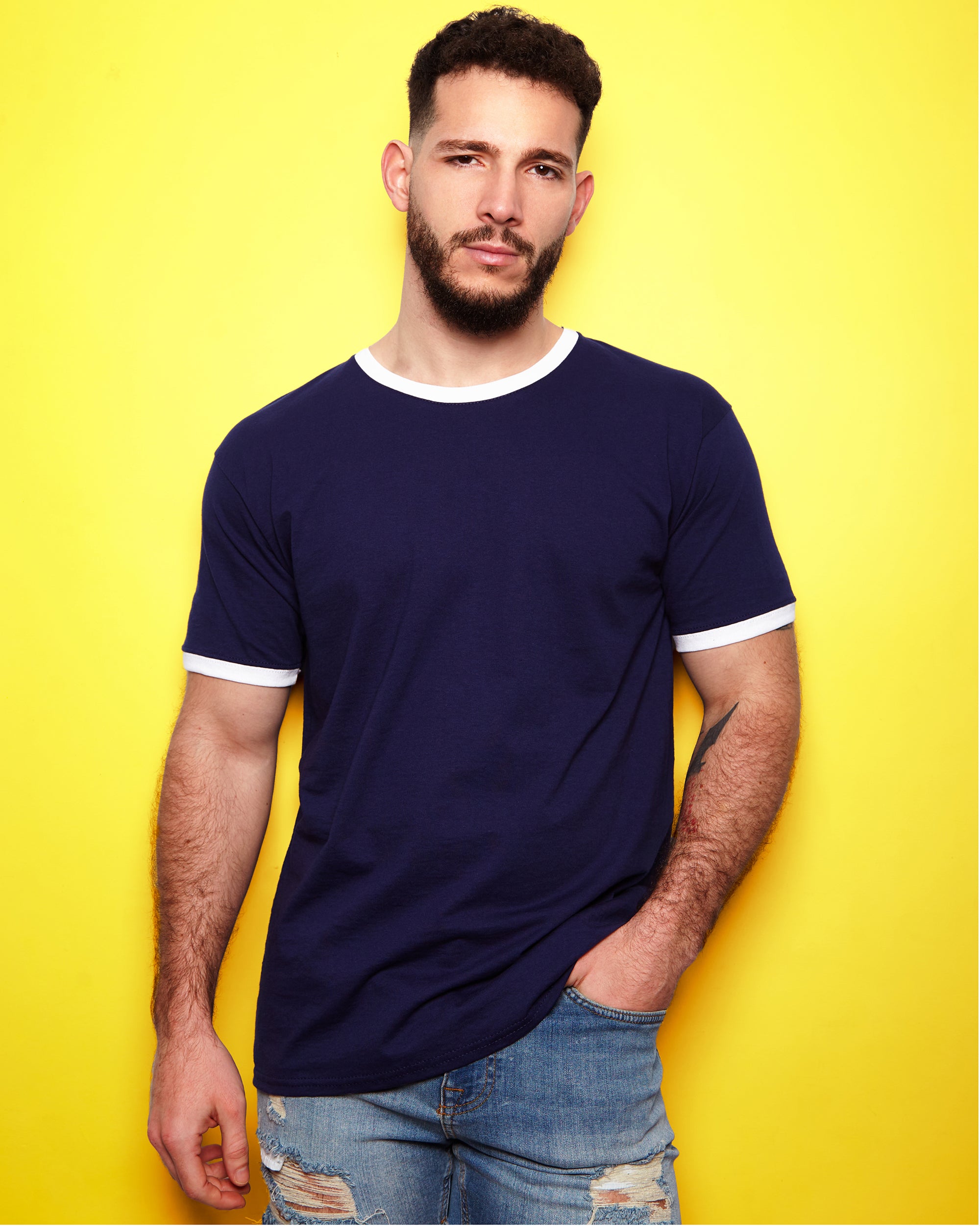 Navy ringer tee for men | Buy me!
