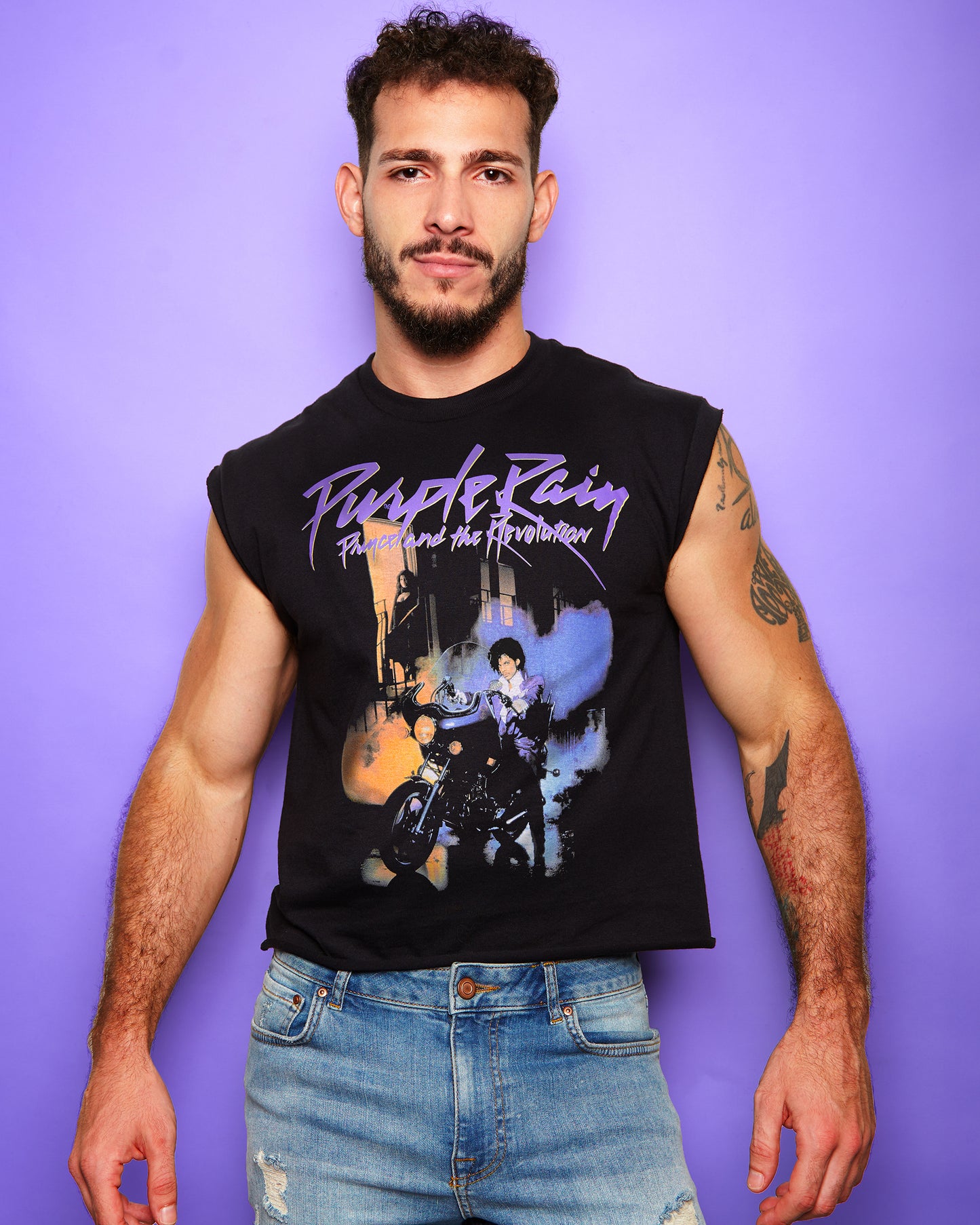 Official Prince: Purple Rain, low cut cropped tee - Black