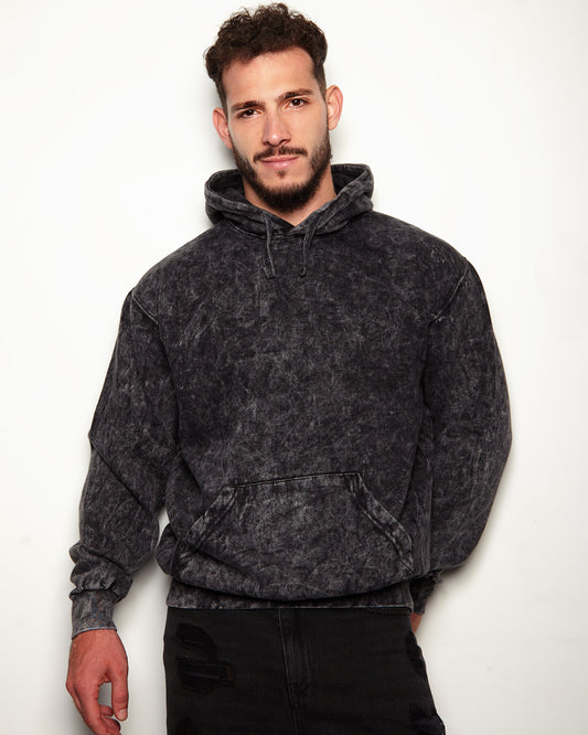 Stone wash hooded sweatshirt