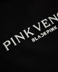 Black sweatshirt with 'Pink Venom' and 'Blackpink' text in white on a black background