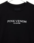 Black t-shirt with 'Pink Venom' and 'BLACKPINK' text on a white background