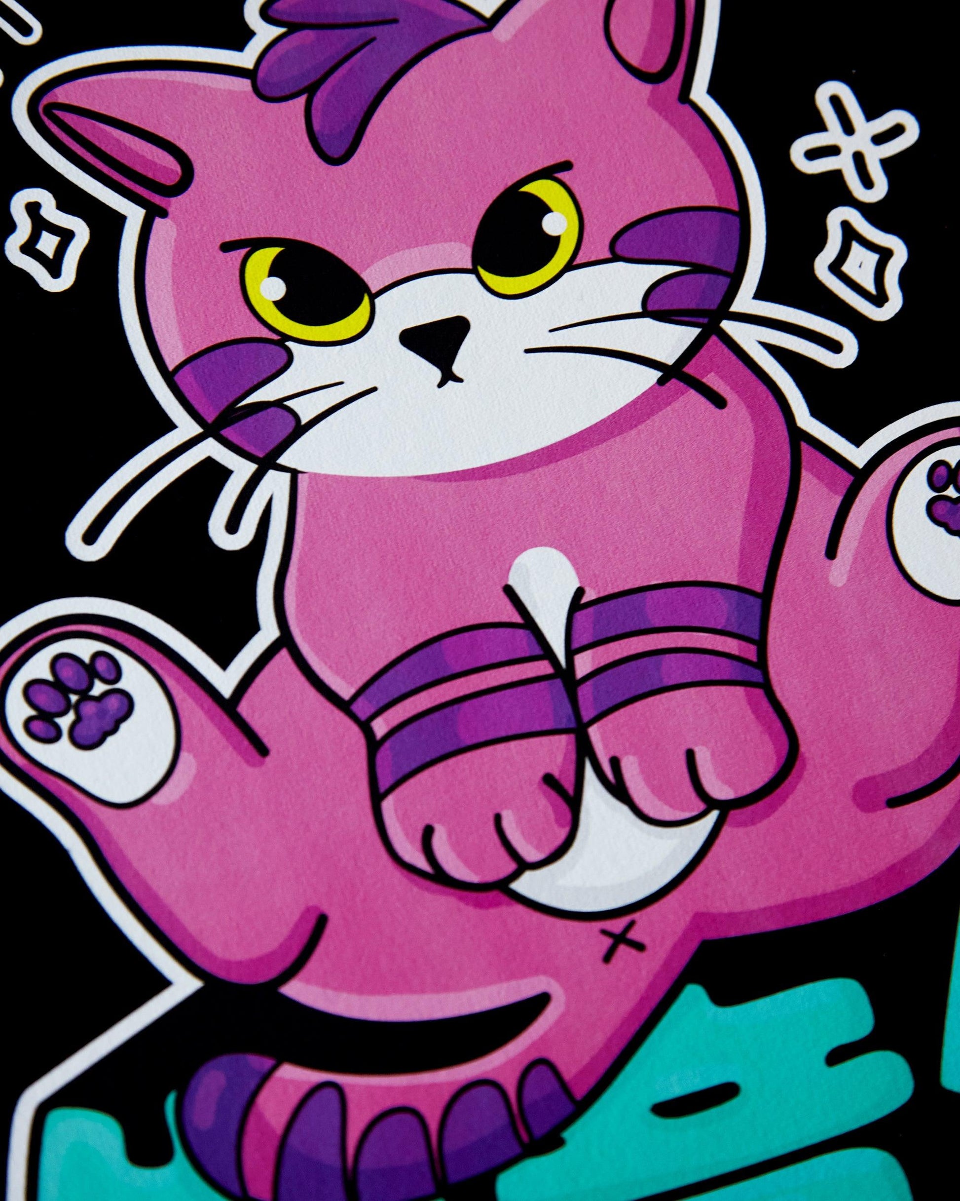 Tofu the sassy cat on black - tee - HOMOLONDON