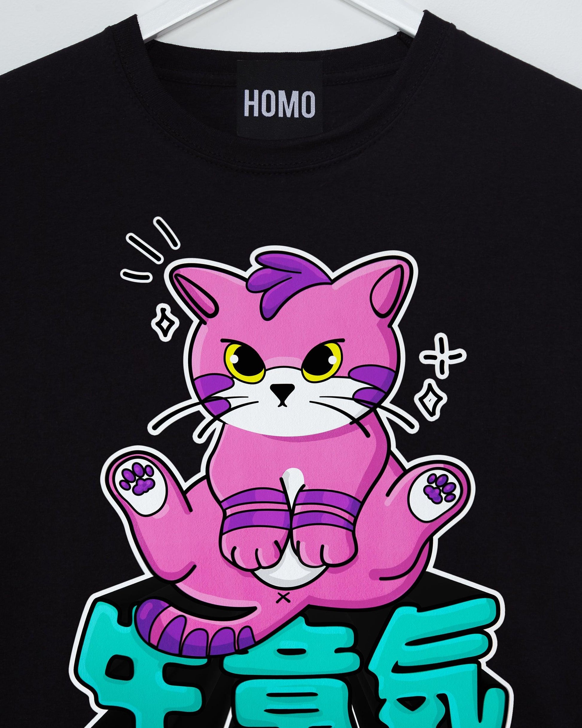 Tofu the sassy cat on black - tee - HOMOLONDON