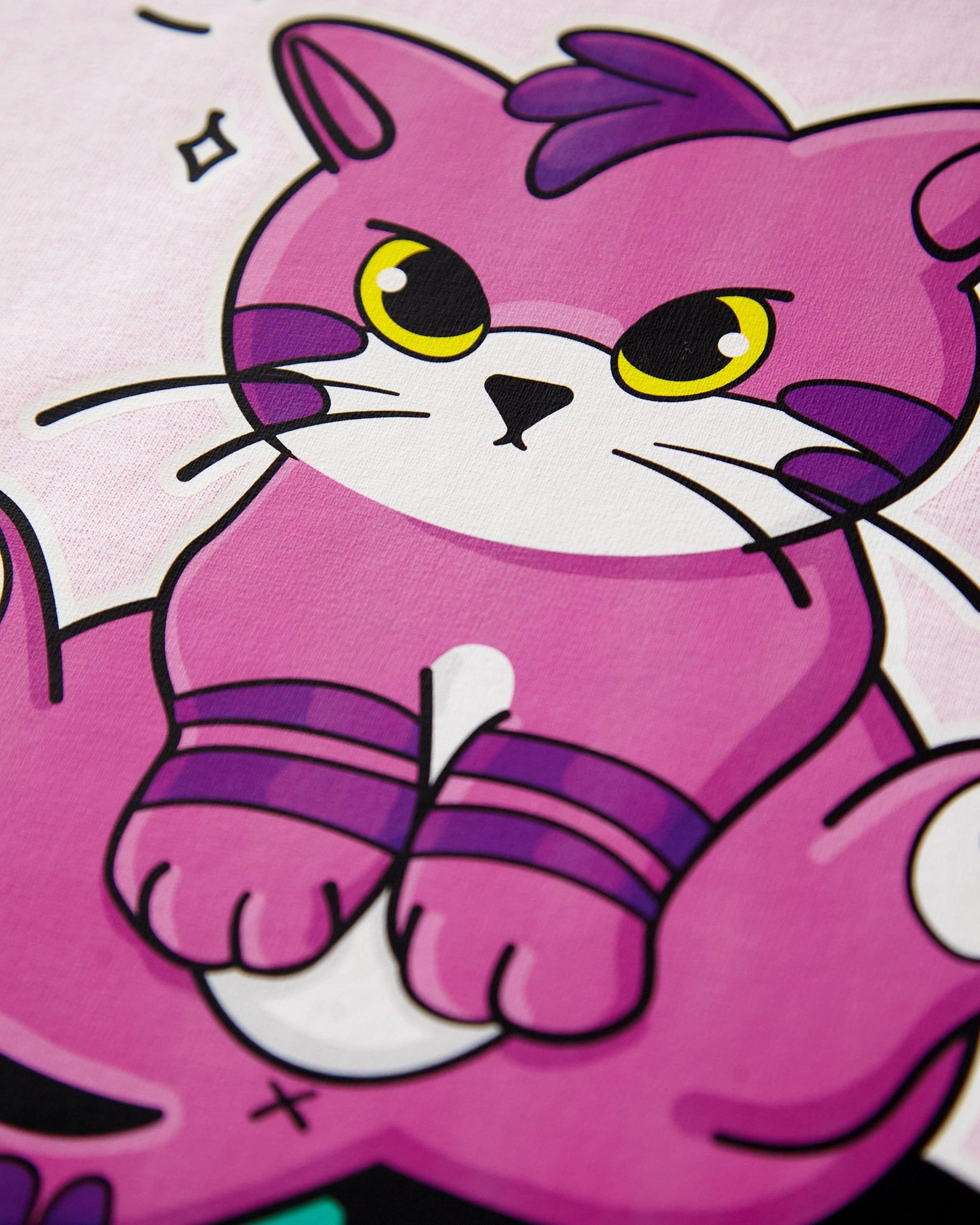 Tofu the sassy cat on pink - mens cropped tee / crop top - HOMOLONDON