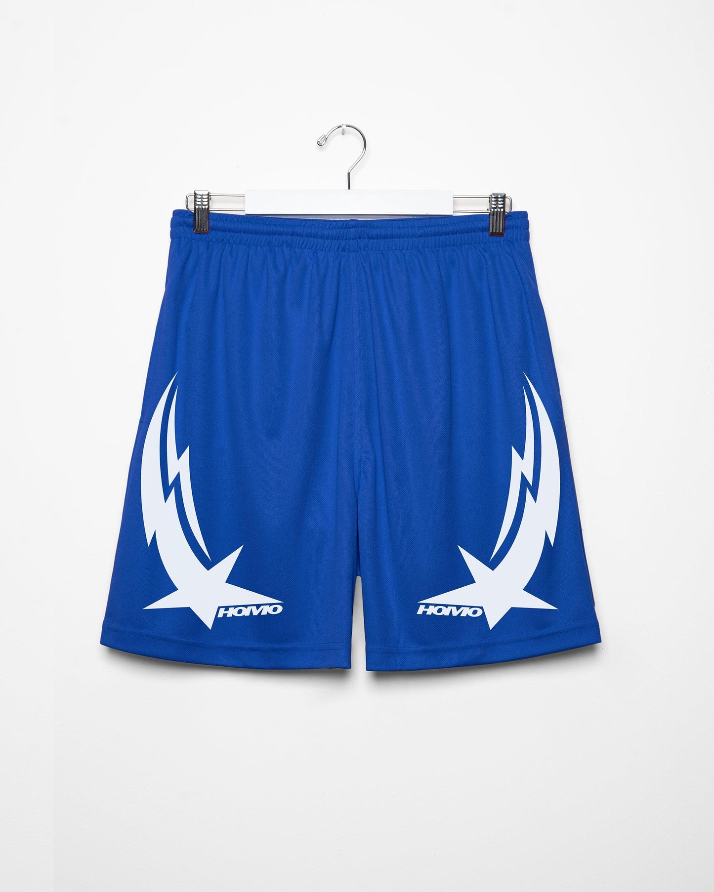 Turbo basketball shorts, white on blue