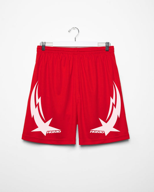 Turbo basketball shorts, white on red